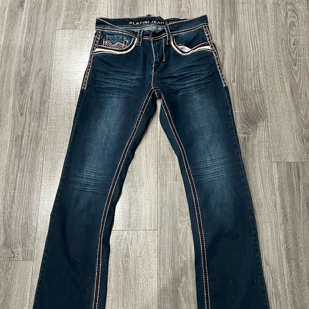 Platinum Jeans Men's Straight Fit in Dark Blue
